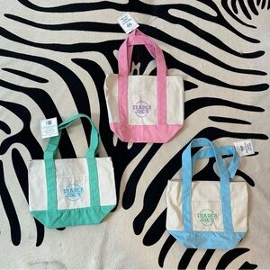Trader Joe's NEW mini canvas Tote Bags - Set of 3